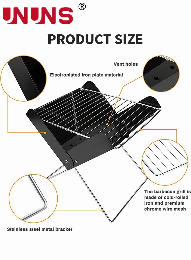 Charcoal Folding Barbecue Grill, Portable BBQ Grill Stainless Steel Barbecue Foldable Smoker BBQ Grill Desk Tabletop Barbecue Grills for Camping Picnic Outdoor Garden Party, 29x25x29cm,  X-shaped