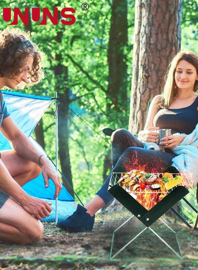 Charcoal Folding Barbecue Grill, Portable BBQ Grill Stainless Steel Barbecue Foldable Smoker BBQ Grill Desk Tabletop Barbecue Grills for Camping Picnic Outdoor Garden Party, 29x25x29cm,  X-shaped