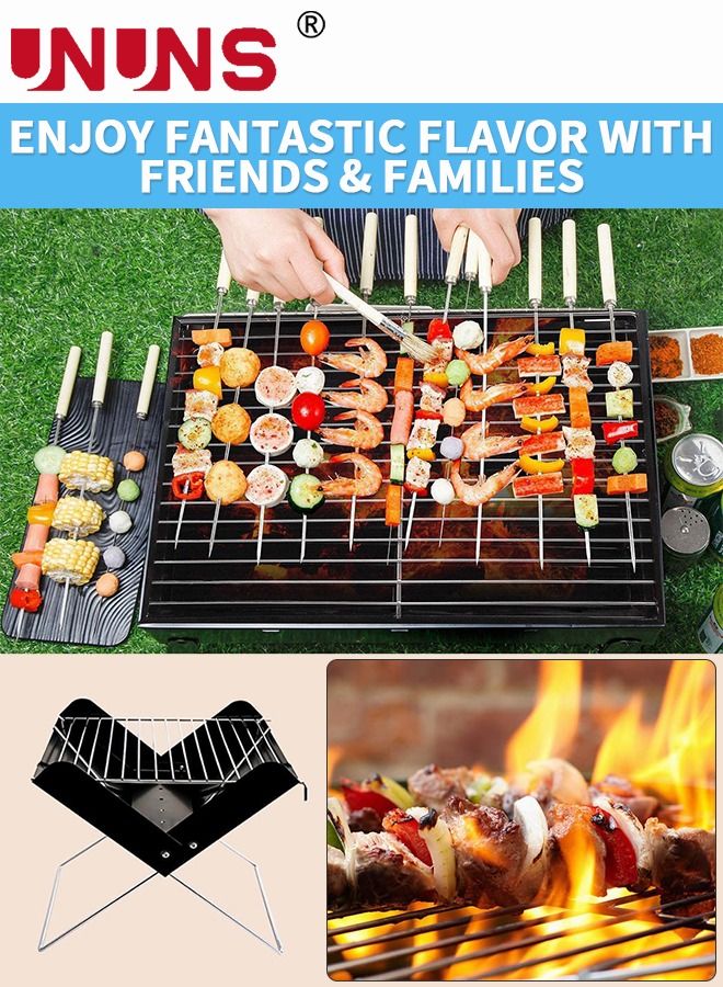 Charcoal Folding Barbecue Grill, Portable BBQ Grill Stainless Steel Barbecue Foldable Smoker BBQ Grill Desk Tabletop Barbecue Grills for Camping Picnic Outdoor Garden Party, 29x25x29cm,  X-shaped