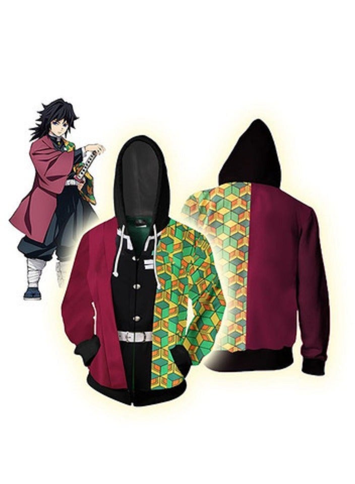 Ghost Killing Blade Kitchen Gate Charcoal Jilang 3D Hooded Sweater
