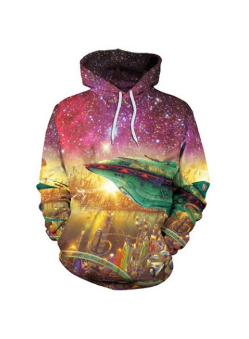 Fashion Loose Fitting Hooded 3D Digital Printed Sweater