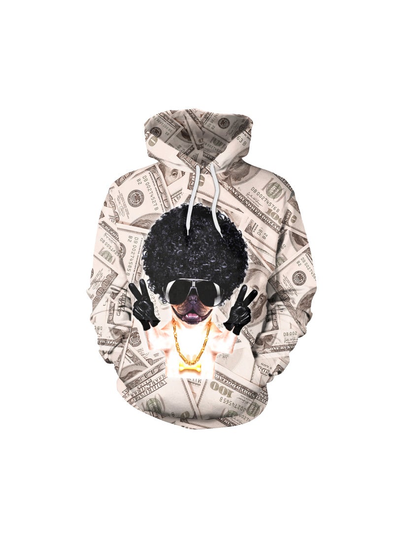 Single Piece 3D Digital Printed Loose Hooded Sweater