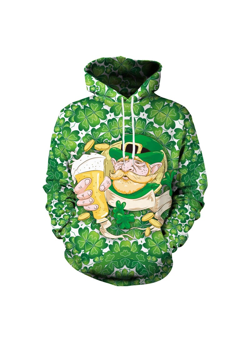 Animal Printed Green Hooded Hoodie