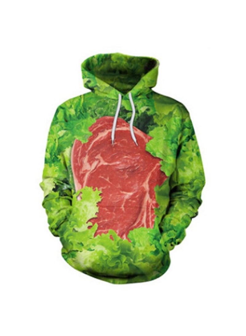 Single Piece Digital Printed Hooded Long Sleeved Sweater