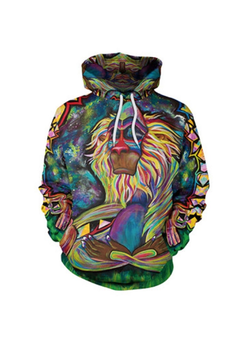 Fashion Loose Fitting Hooded 3D Digital Printed Sweater