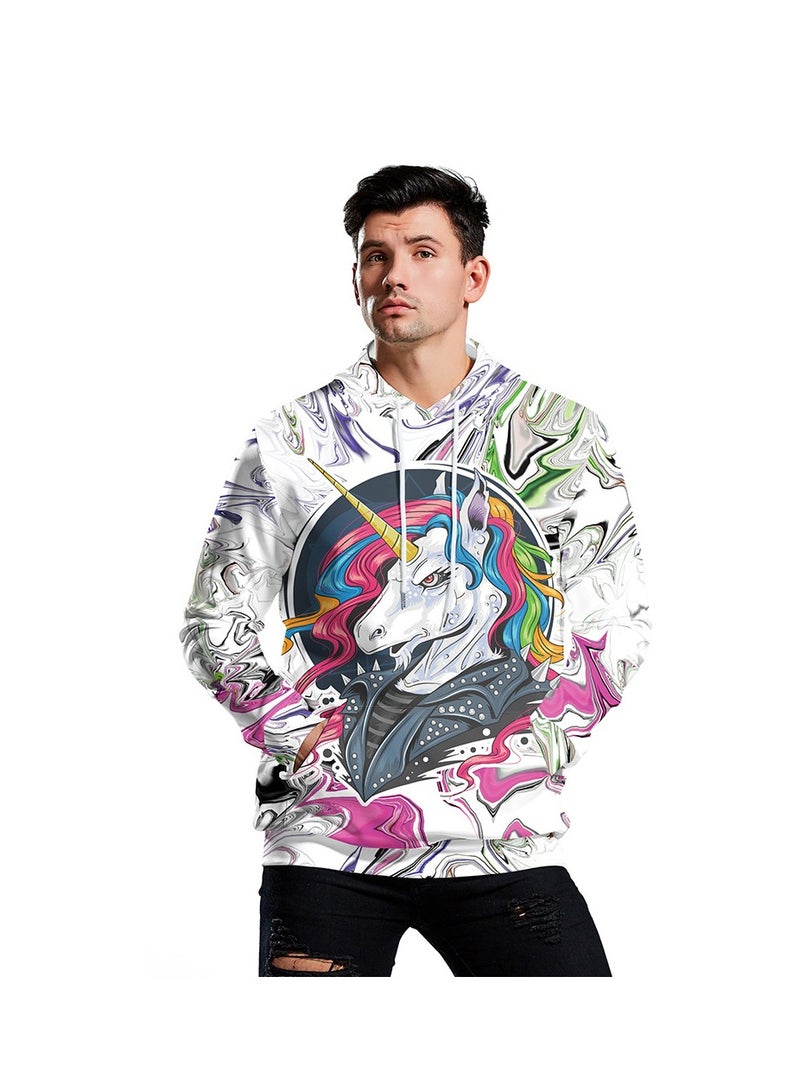 Single Piece 3D Digital Printed Loose Hooded Sweater