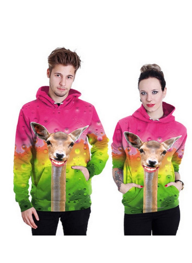 Single Piece 3D Digital Printed Loose Hooded Sweater