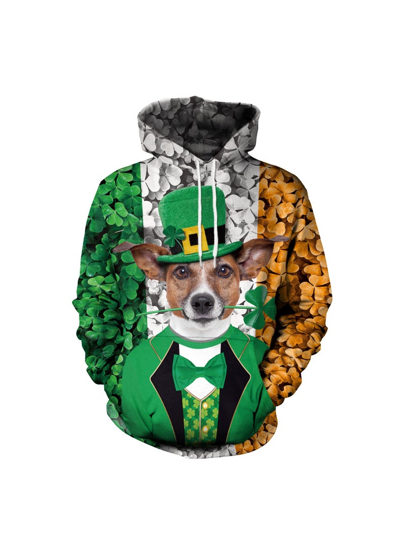 Animal Printed Green Hooded Hoodie