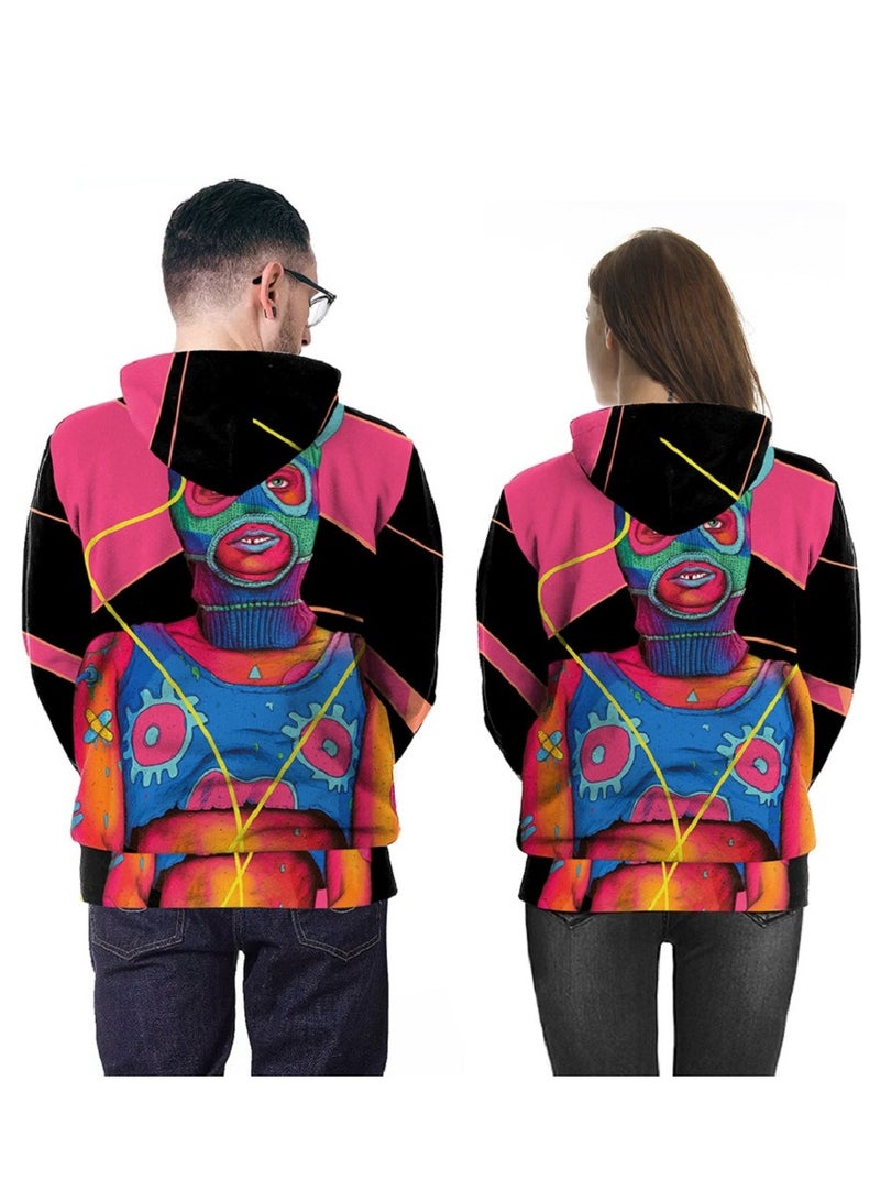 Single Piece 3D Digital Printed Loose Hooded Sweater