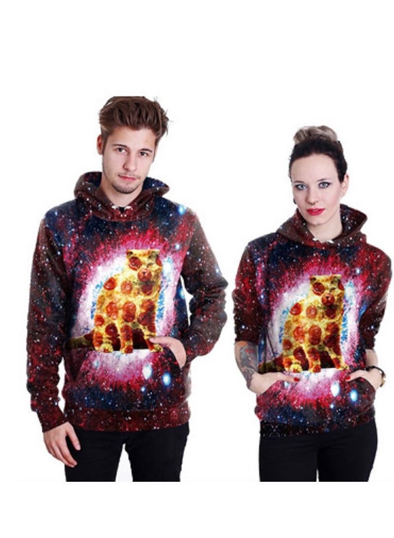 Single Piece 3D Digital Printed Loose Hooded Sweater