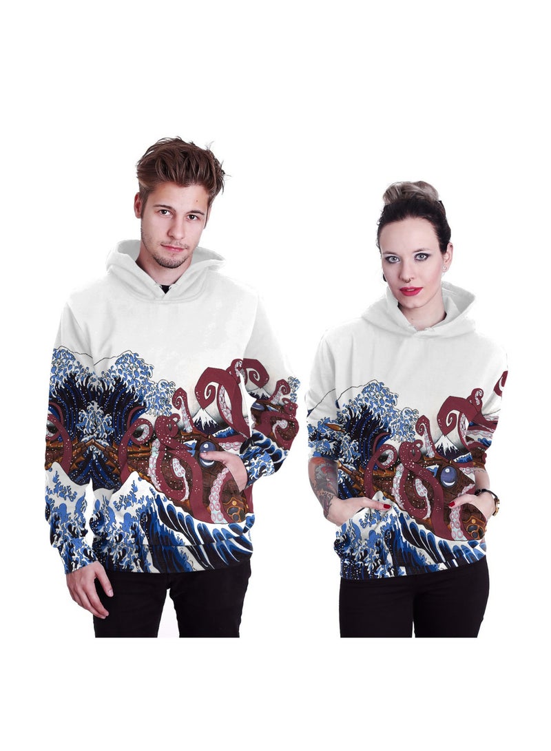 Single Piece Digital Printed Hooded Long Sleeved Sweater