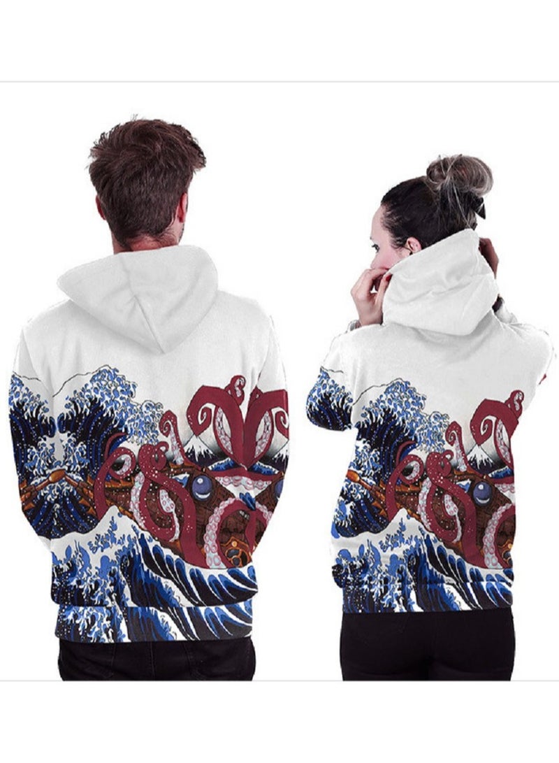 Single Piece Digital Printed Hooded Long Sleeved Sweater