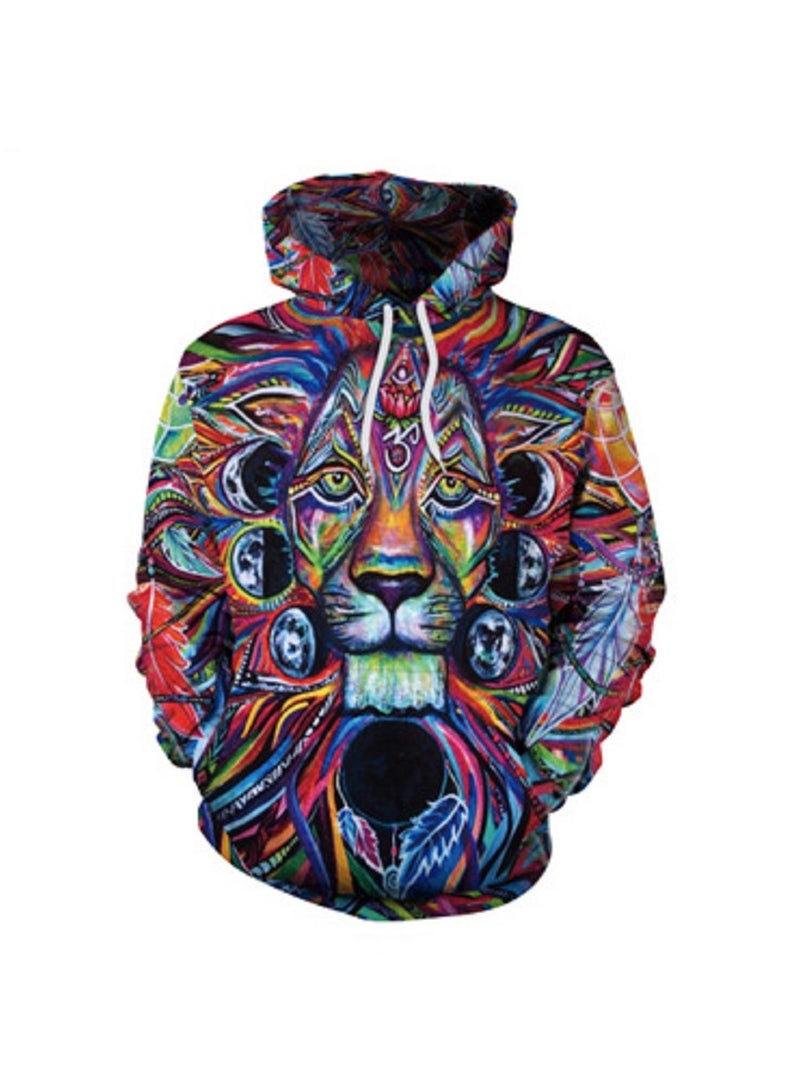 Fashion Loose Fitting Hooded 3D Digital Printed Sweater