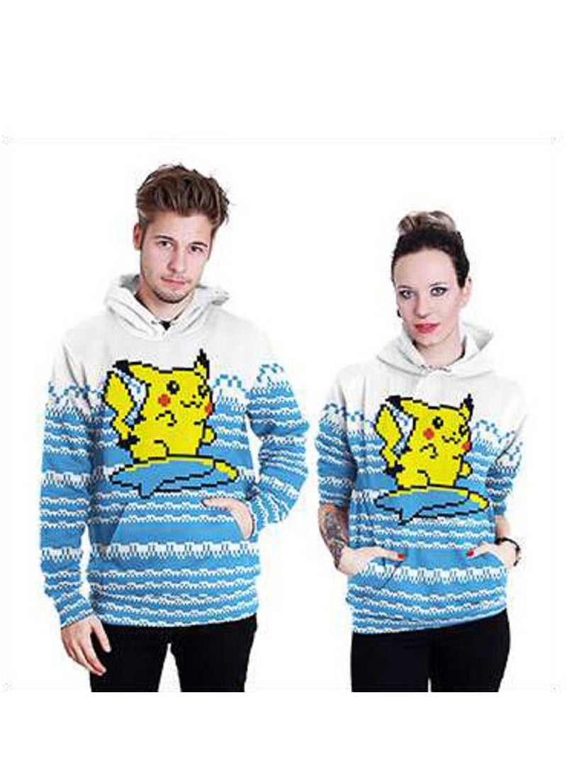 Single Piece 3D Digital Printed Loose Hooded Sweater