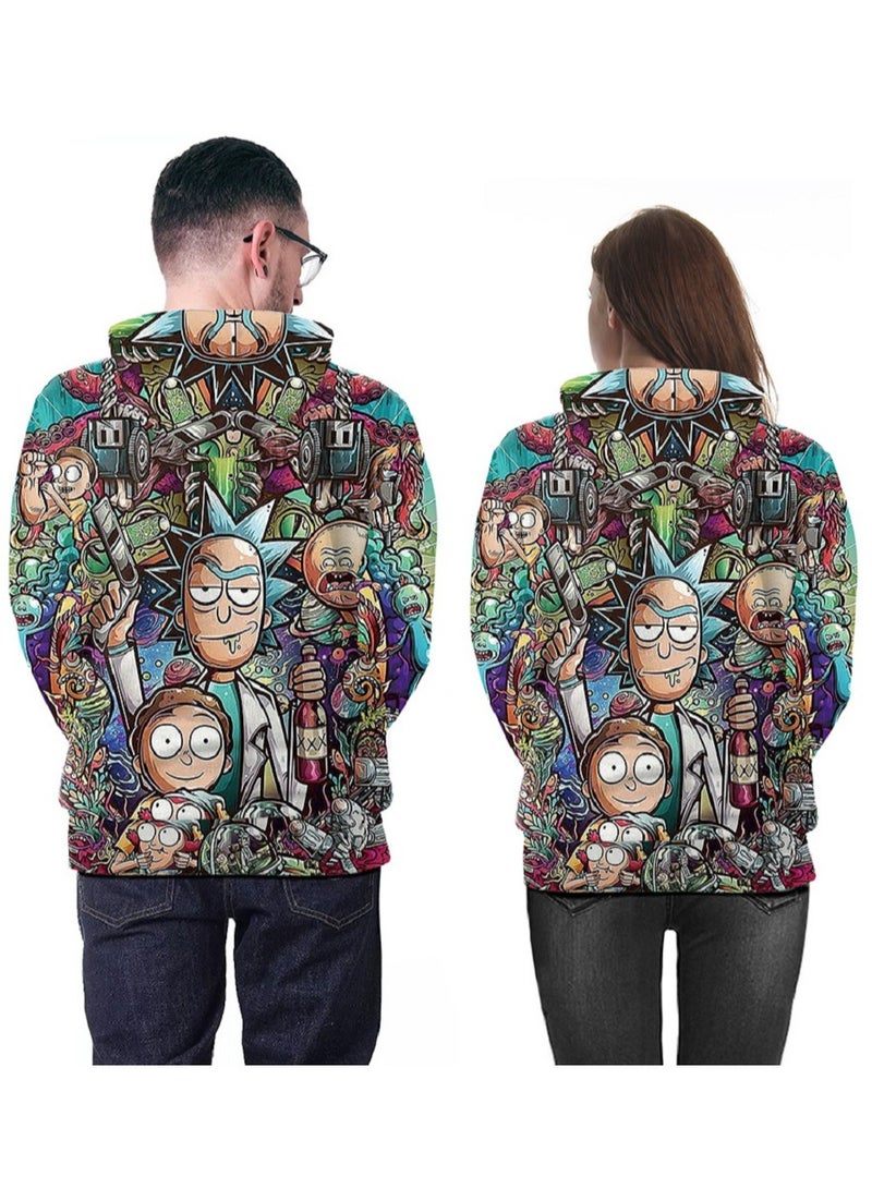 Single Piece 3D Digital Printed Loose Hooded Sweater