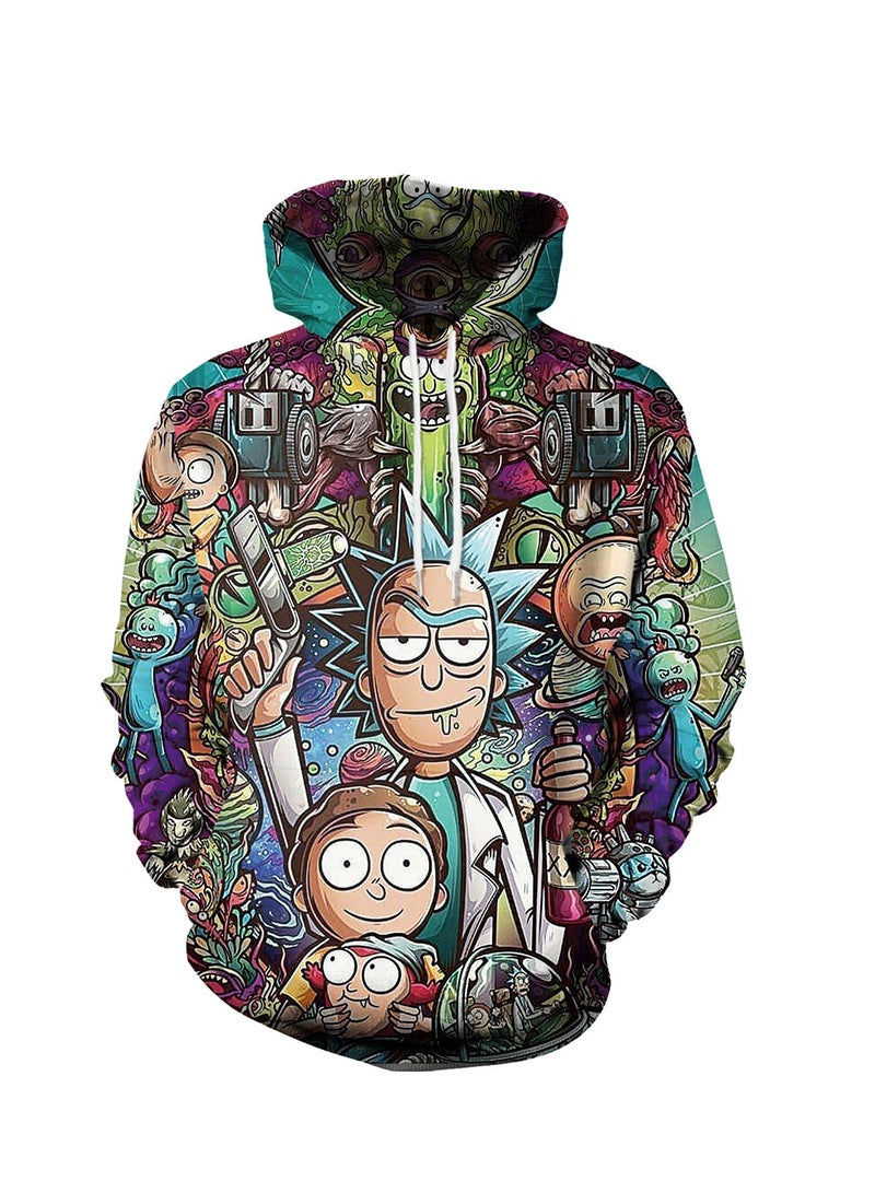 Single Piece 3D Digital Printed Loose Hooded Sweater