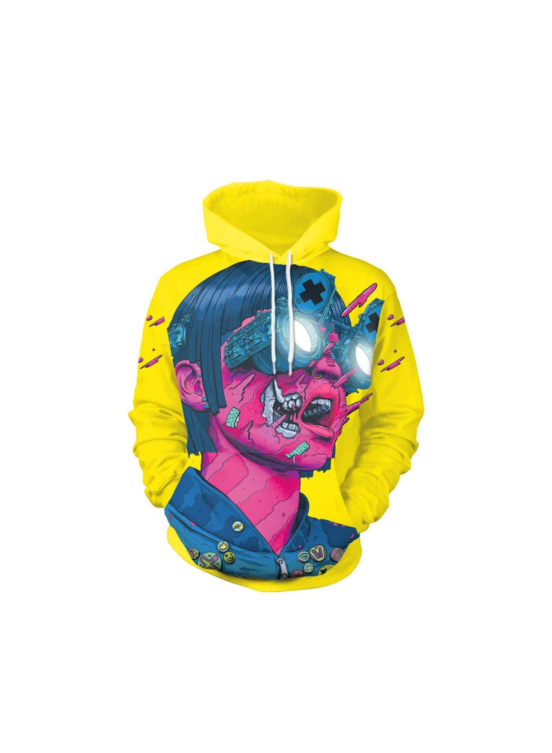 Single Piece 3D Digital Printed Loose Hooded Sweater