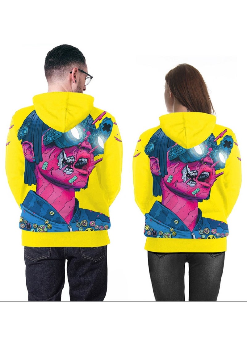 Single Piece 3D Digital Printed Loose Hooded Sweater