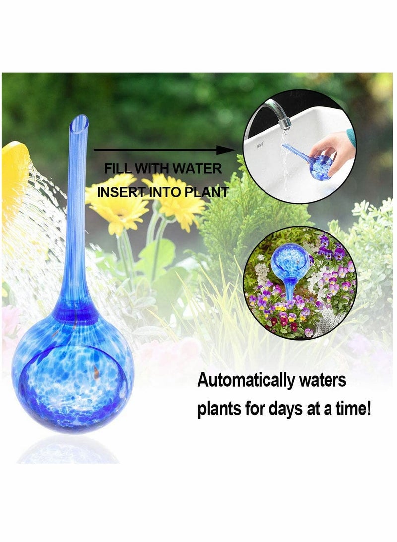 Indoor Plant Watering, Globes Automatic Self Water, Bulbs Aqua Water, Globe Irrigation Device Decorative, Hand-Blown Glass (Green + Blue)