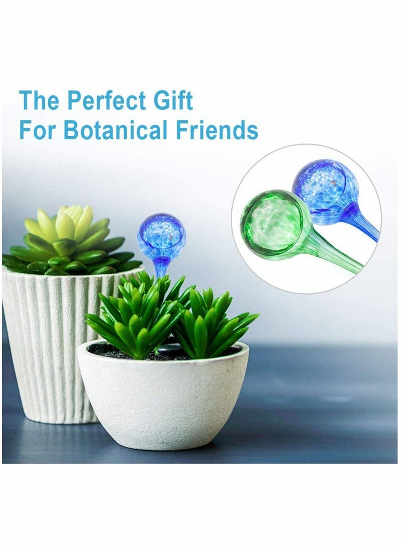 Indoor Plant Watering, Globes Automatic Self Water, Bulbs Aqua Water, Globe Irrigation Device Decorative, Hand-Blown Glass (Green + Blue)