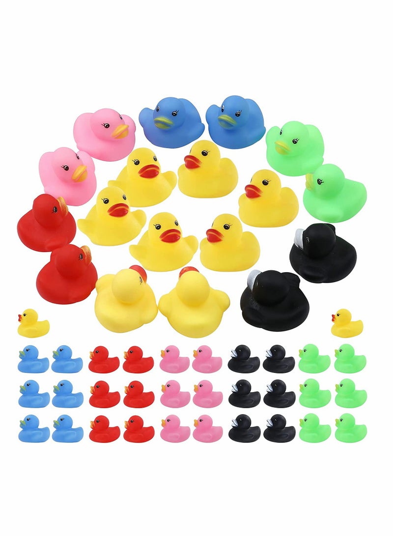 Small Rubber Ducks 50 Pcs Multicolor Mini Rubber Ducky Float Ducks Baby Bath Toy, Great for Jeep Ducking Shower Birthday Party Carnival Game Gift(1.6 L 1.5 W 1.4 H 6 Colors)