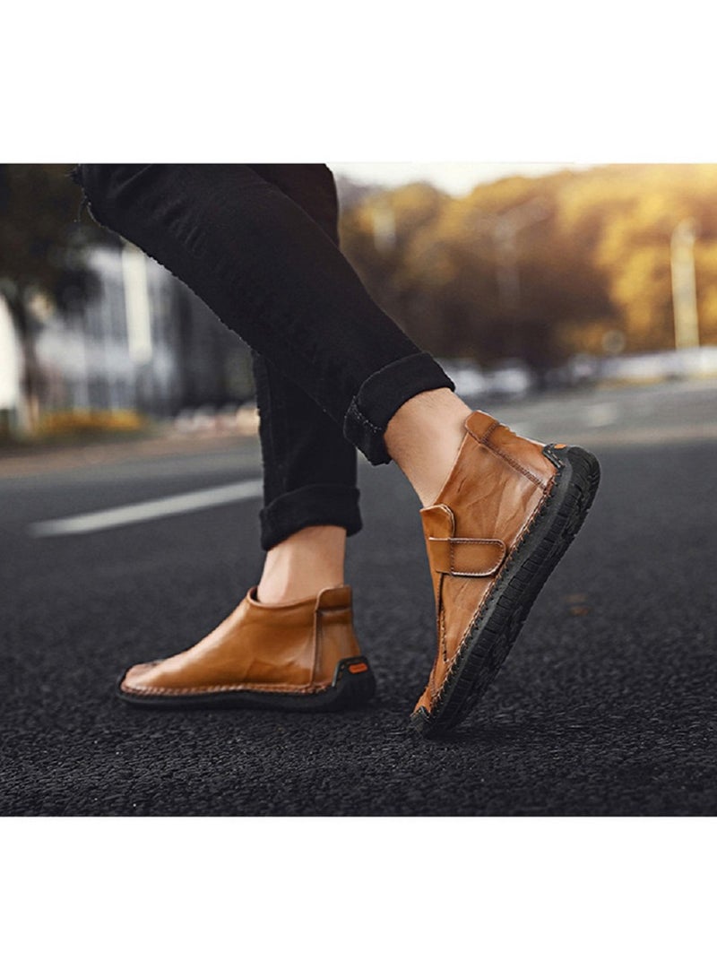 Winter Men's Handmade Casual High Top British Warm Short Boots