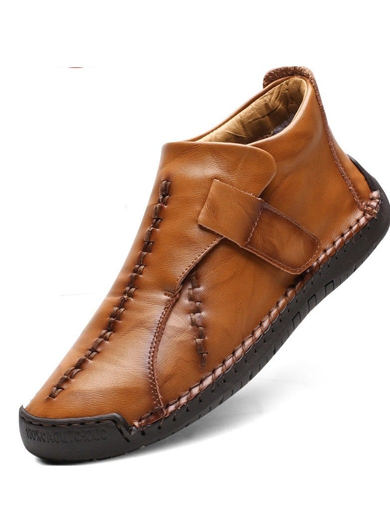 Winter Men's Handmade Casual High Top British Warm Short Boots Add Plush