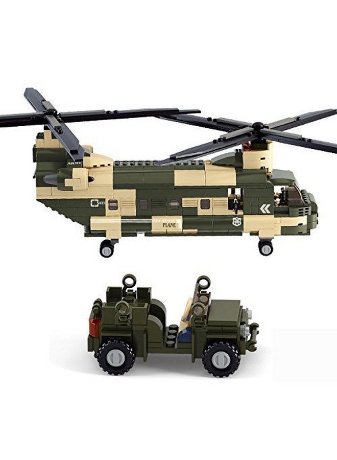 Military Blocks Army Bricks Toytransport Helicopter Building Block & 5 Soldier