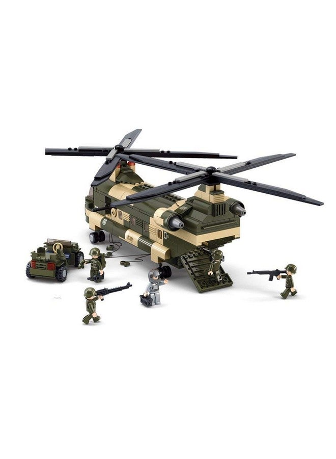 Military Blocks Army Bricks Toytransport Helicopter Building Block & 5 Soldier