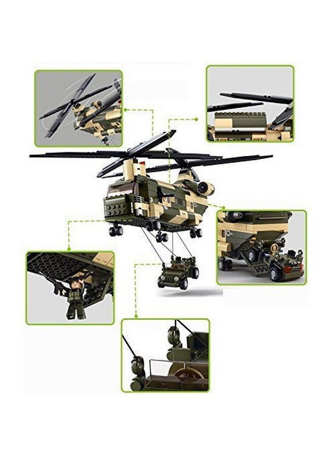 Military Blocks Army Bricks Toytransport Helicopter Building Block & 5 Soldier