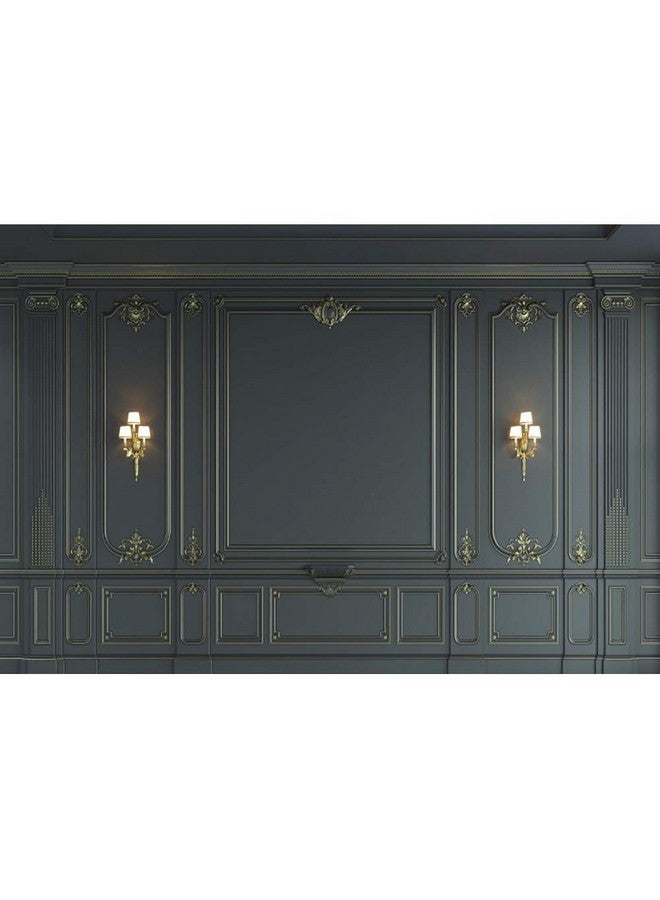 7X5Ft Interior Wall Backdrop Indoor Empty Room Baroque Black Vintage Elegant European Photography Background Photo Business Office Bedroom Living Room Photo Portrait Studio Prop