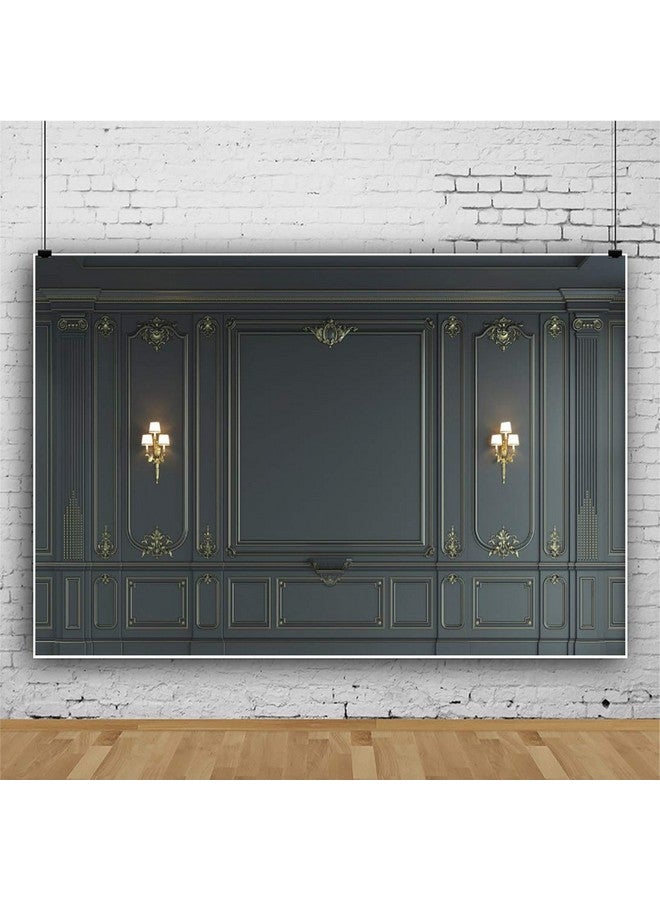 7X5Ft Interior Wall Backdrop Indoor Empty Room Baroque Black Vintage Elegant European Photography Background Photo Business Office Bedroom Living Room Photo Portrait Studio Prop