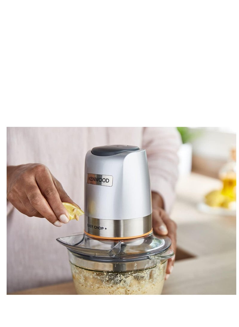 Glass Chopper Electric Food Chopper with 1.2L Glass Bowl (600ml working capacity), Dripper Pro, Quad Blade, Storage Lid, Dual Speed, Spatula, Ice Crush Function 500 W CHP62.400SI SILVER