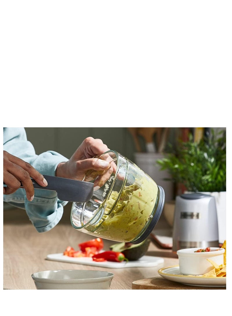 Glass Chopper Electric Food Chopper with 1.2L Glass Bowl (600ml working capacity), Dripper Pro, Quad Blade, Storage Lid, Dual Speed, Spatula, Ice Crush Function 500 W CHP62.400SI SILVER