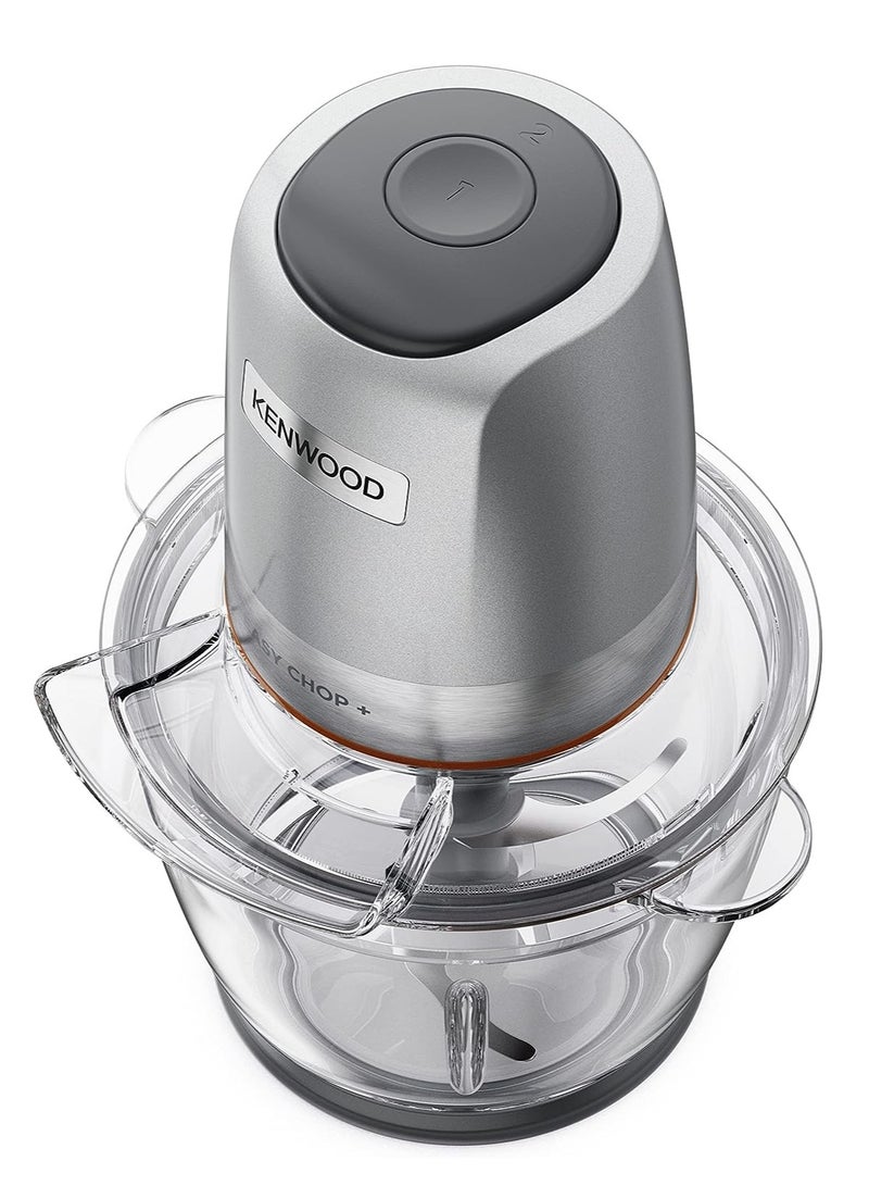 Glass Chopper Electric Food Chopper with 1.2L Glass Bowl (600ml working capacity), Dripper Pro, Quad Blade, Storage Lid, Dual Speed, Spatula, Ice Crush Function 500 W CHP62.400SI SILVER