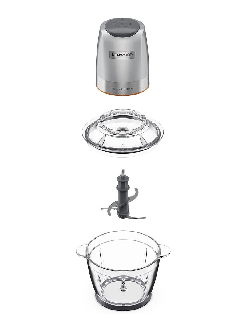 Glass Chopper Electric Food Chopper with 1.2L Glass Bowl (600ml working capacity), Dripper Pro, Quad Blade, Storage Lid, Dual Speed, Spatula, Ice Crush Function 500 W CHP62.400SI SILVER