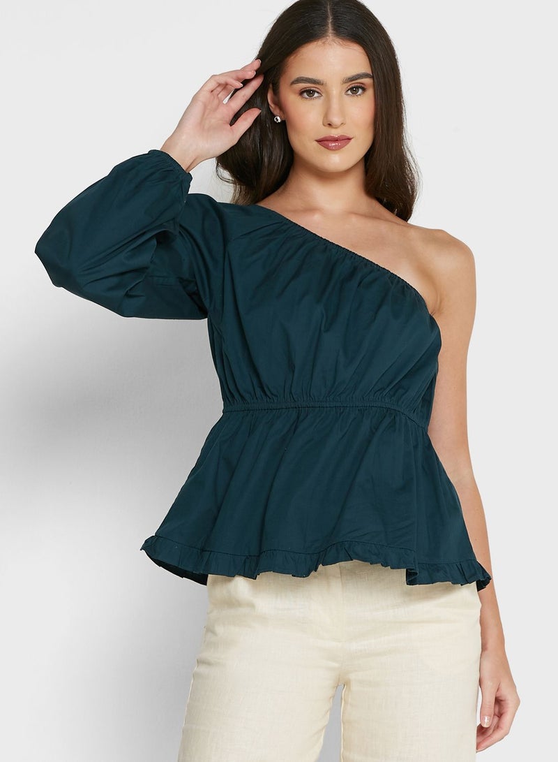 One Shoulder Puff Sleeve Top