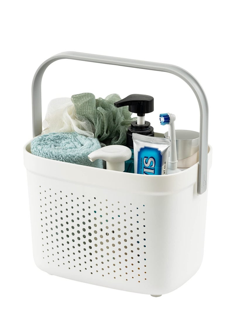 Versatile Shower Caddy Tote, Large Capacity, Durable Plastic Basket with Handle, Ideal for Dorm, College, Bathroom, Camping, Grey