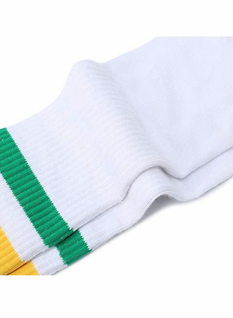 Over the Calf Tube Crew Tennis Socks for Women, Sports & Everyday Wear, Retro, 3 Pack