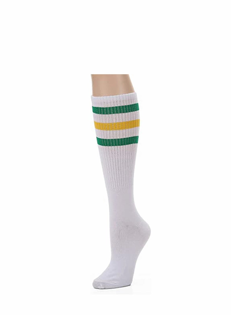 Over the Calf Tube Crew Tennis Socks for Women, Sports & Everyday Wear, Retro, 3 Pack