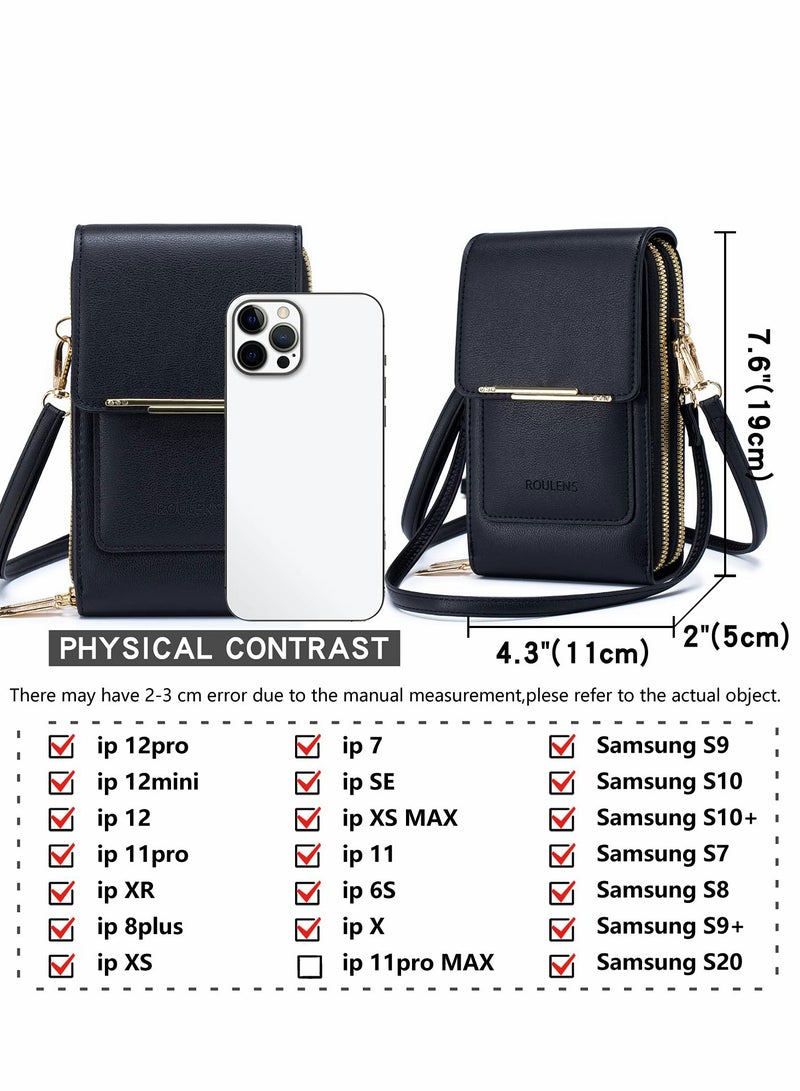 Small Crossbody Shoulder Bag for Women, Cellphone Bags Card Holder Wallet Purse and Handbags, Black