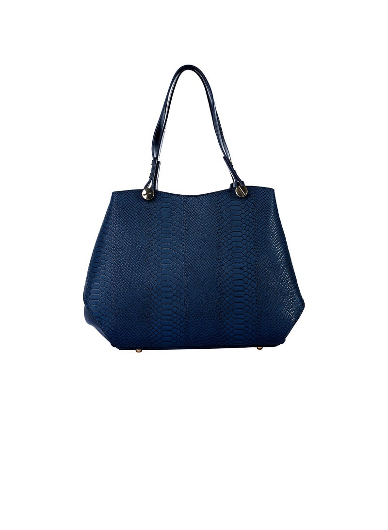 Alma Ladies Leather Satchel Handbag with Reptile Texture