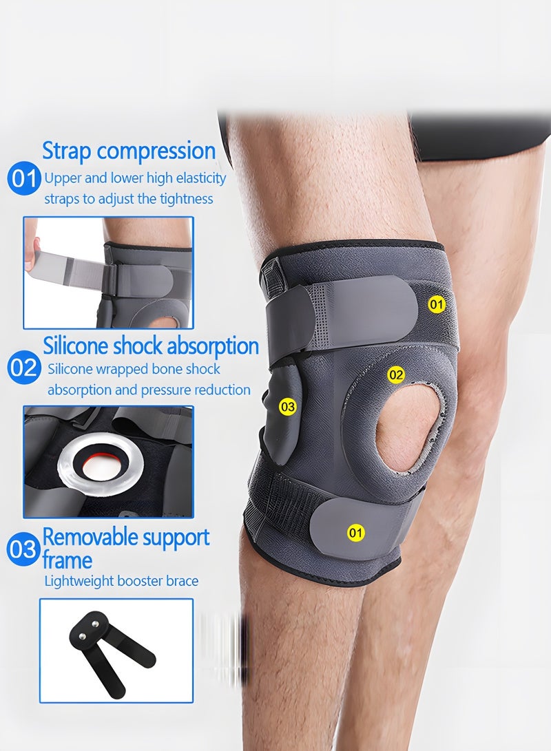 Knee Braces for Knee Pain with Side Stabilizers,Non Slip Adjustable Knee Support for Joint Pain Relief, Injury Recovery, High-Level Support For Arthritis, ACL, LCL, MCL