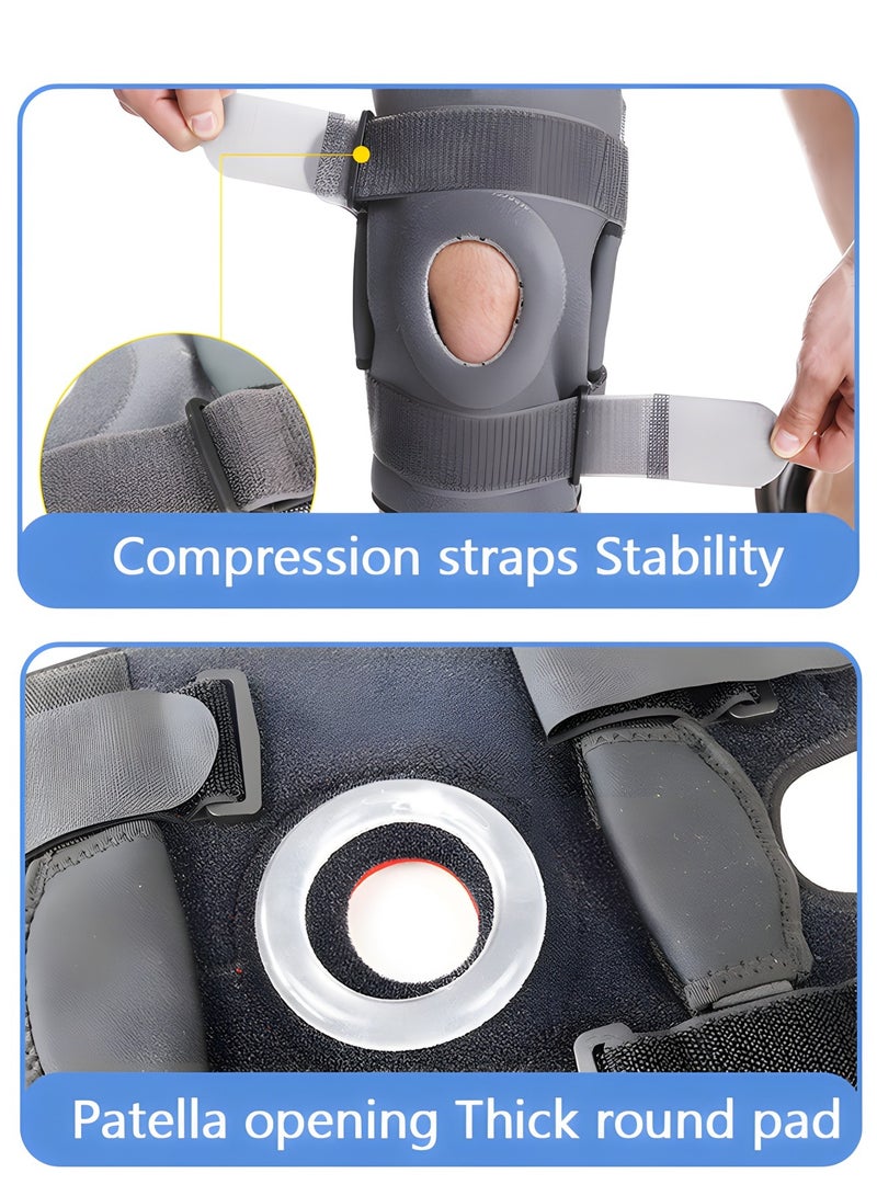 Knee Braces for Knee Pain with Side Stabilizers,Non Slip Adjustable Knee Support for Joint Pain Relief, Injury Recovery, High-Level Support For Arthritis, ACL, LCL, MCL