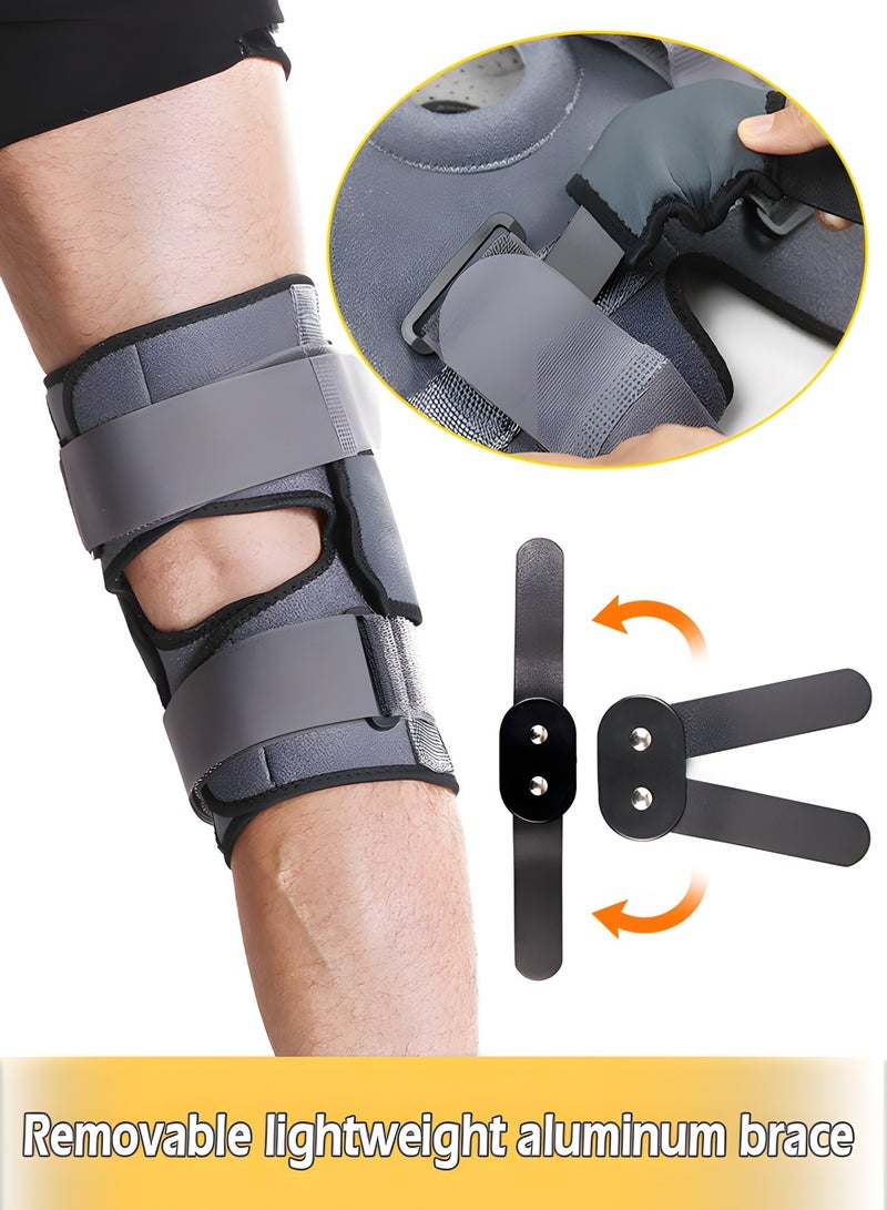 Knee Braces for Knee Pain with Side Stabilizers,Non Slip Adjustable Knee Support for Joint Pain Relief, Injury Recovery, High-Level Support For Arthritis, ACL, LCL, MCL