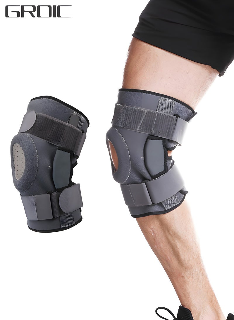 Knee Braces for Knee Pain with Side Stabilizers,Non Slip Adjustable Knee Support for Joint Pain Relief, Injury Recovery, High-Level Support For Arthritis, ACL, LCL, MCL