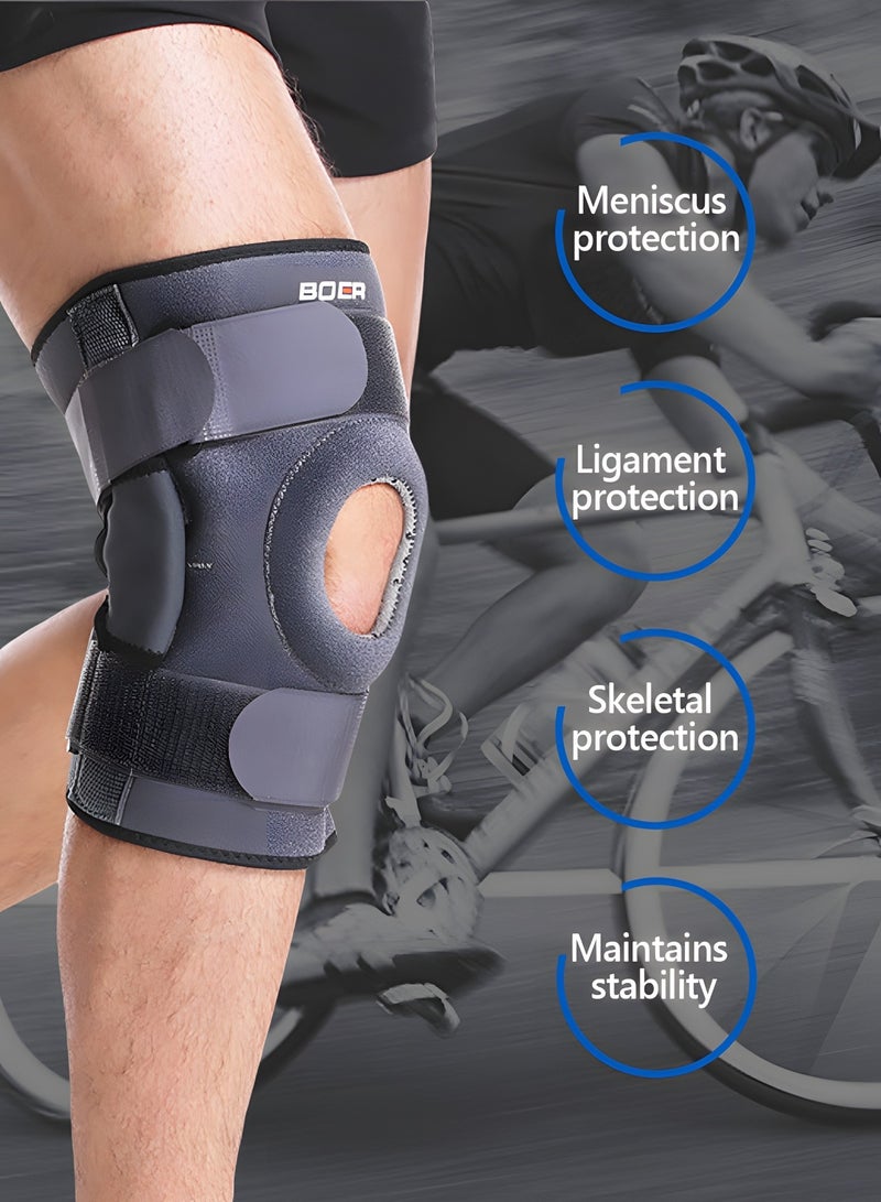 Knee Braces for Knee Pain with Side Stabilizers,Non Slip Adjustable Knee Support for Joint Pain Relief, Injury Recovery, High-Level Support For Arthritis, ACL, LCL, MCL