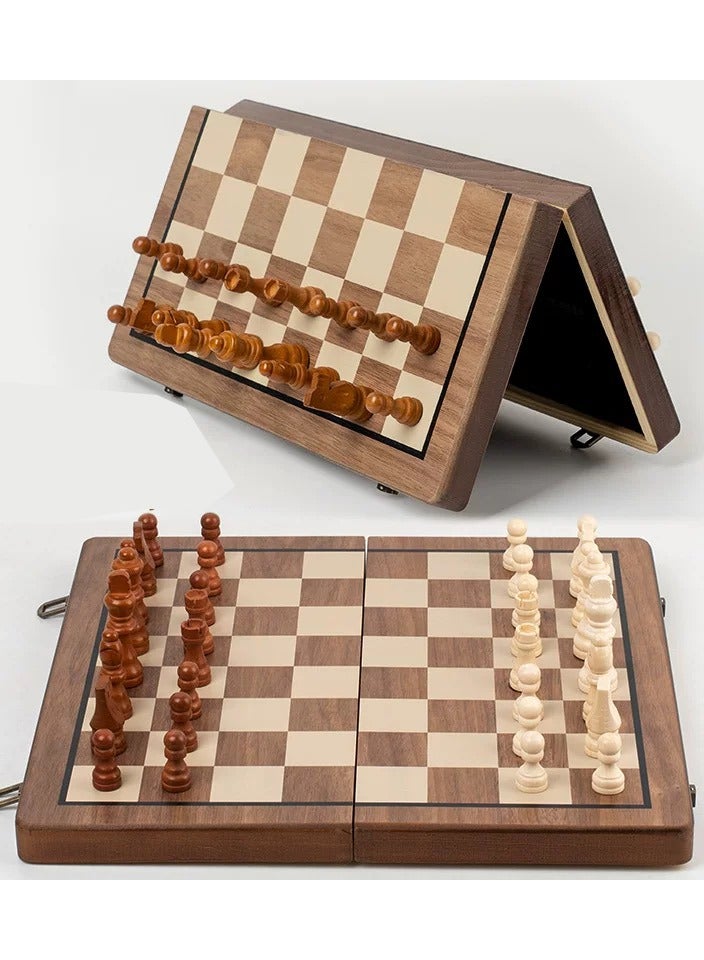 2 in one Chess and Checkers 38cm Premium Quality Wooden Big Magnetic Board Portable Folding Board Game