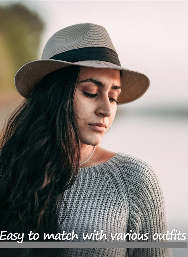 Oversize XXL Straw Sun Hats,Wide Brim Panama Hat,Fedora Summer Beach Hat,UPF Straw Hat for Big Heads