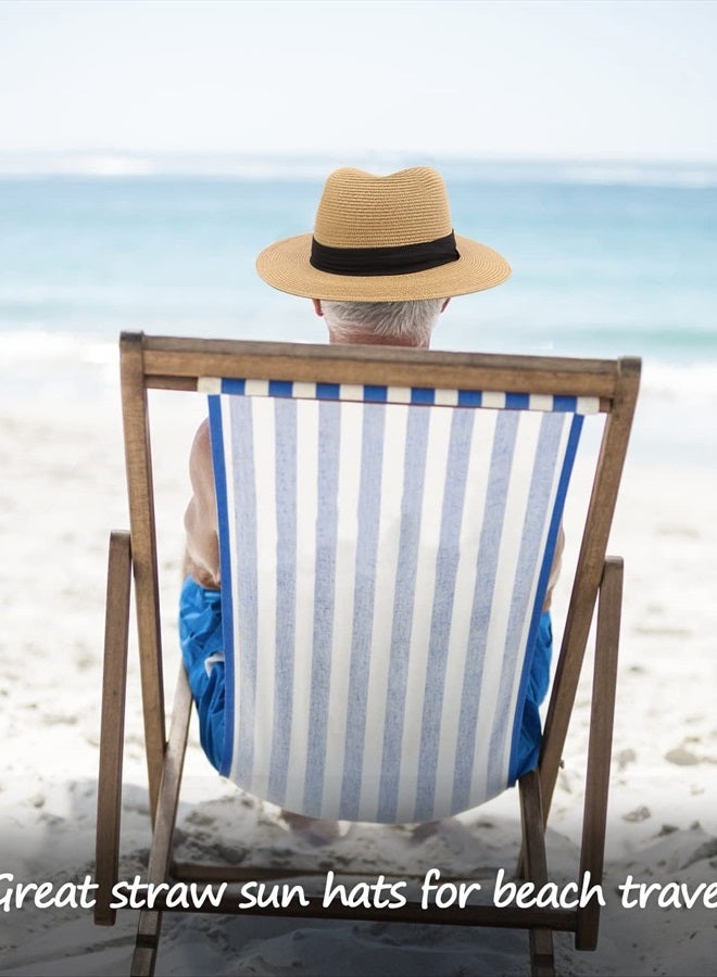 Oversize XXL Straw Sun Hats,Wide Brim Panama Hat,Fedora Summer Beach Hat,UPF Straw Hat for Big Heads